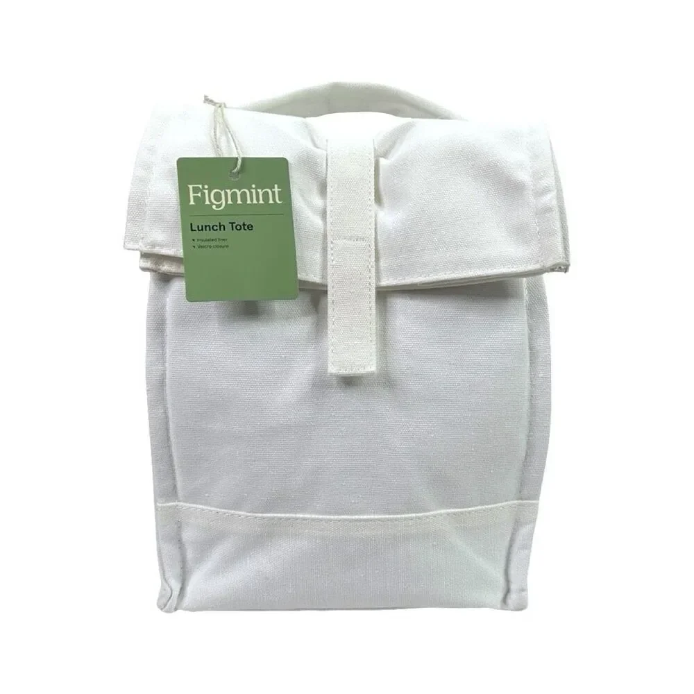 Figmint Insulated Lunch Tote - White - 8.5” x 10” x 6”
